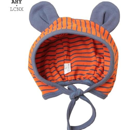 Thicken Warm Newborn Baby Winter Hat Double Layer Cotton Kids Hats With Frog Ear Cartoon Lace-up Children Knit Cap For 0-2 Years