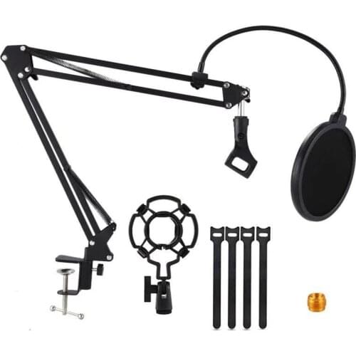 Microphone Stand Adjustable Suspension Arm Mount Stand Holder Microphone Arm Stand Microphone Holder With Pop Filter
