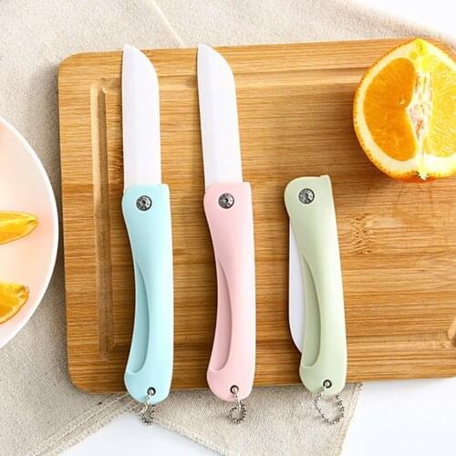 Portable Ceramic Folding Fruit Knife Vegetable Cutting Peeling Practical Paring Fruit Knife Camping Cutter Kitchen Accessories