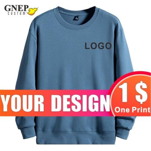 GNEP Pure Cotton Casual Sweatshirt Customize Logo DIY Round Neck Jacket Personalized Design Fashion Pullover Print Company Brand
