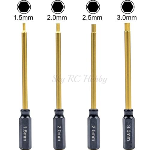 Durable Hard Alloy Steel Metal 6.35mm Hex Wrenches Screwdrivers Tools Kit 1.5/2.0/2.5/3.0mm for RC Helicopter Model - 4pcs/Lot