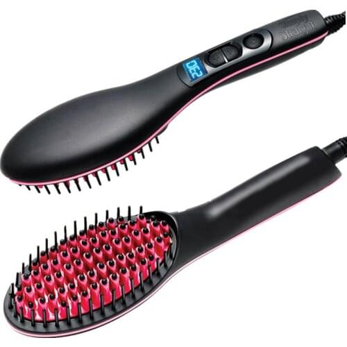 Simply Straightener Brush Ceramic Fast Hair Straightener Comb LCD Display Electric Smooth Hair Straight for Salon Styling Tools