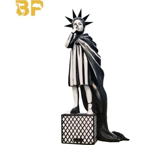 Modern Art 25cm Liberty Girl Black White Ver. Riot of Liberty Nose-picking Girl Resin Sculpture Home Decor Most Creative Gift