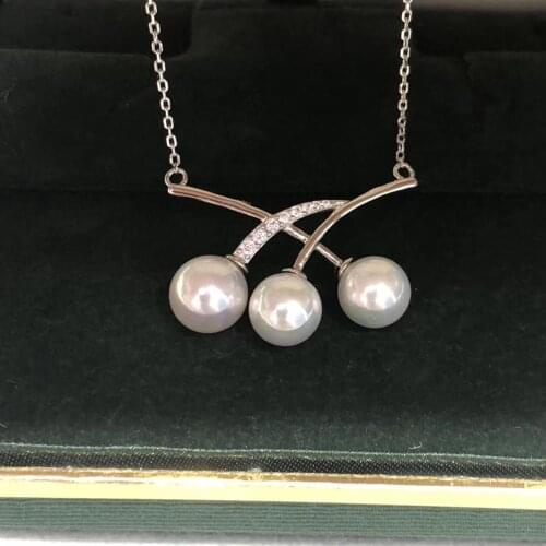 Three Pearl 925 Sterling Silver Necklace Set Findings Jewelry Settings Mountings Parts for Akoya Edison Pearls, Coral, Jade