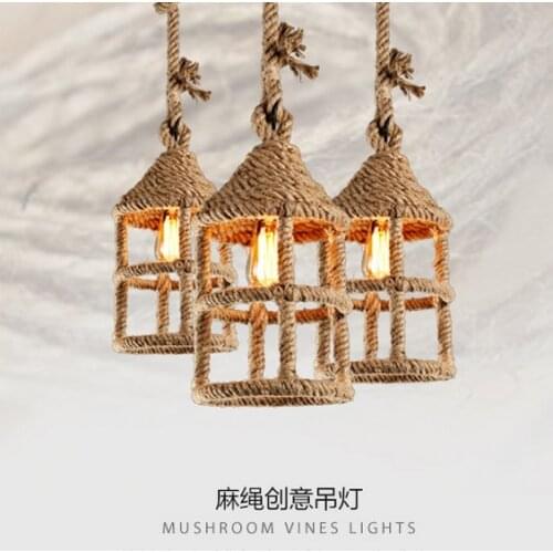 Nordic Loft Style Hemp Rope Droplight Edison Vintage Pendant Light Fixtures For Dining Room Hanging Lamp Indoor Lighting