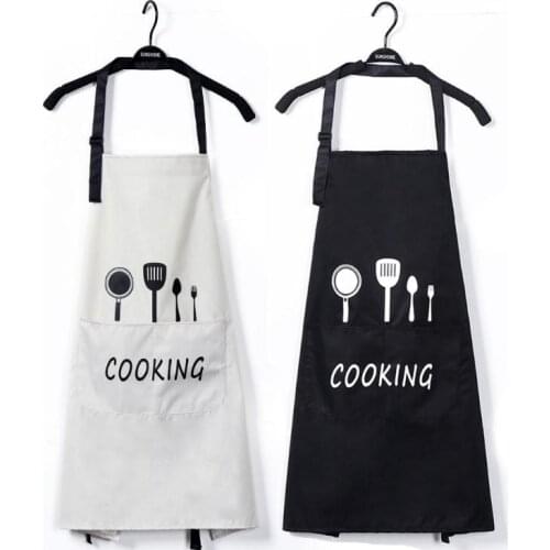 Waterproof Polyester Apron Woman Adult Bibs Home Cooking Baking Coffee Shop Cleaning Aprons Kitchen Accessory SN1219