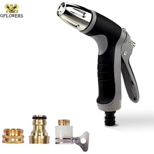 High quality adjustable zinc alloy nozzles high pressure garden water gun for irrigation hose spray gun car wash cleaning