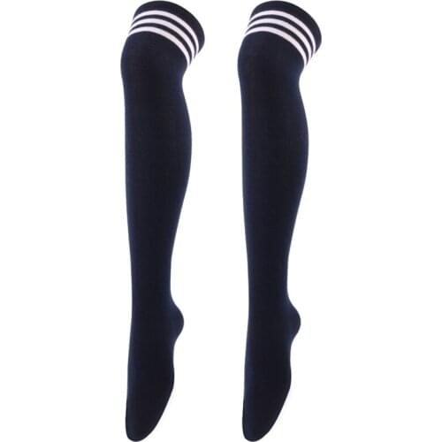 Women Sexy Medias Black White Striped Long Socks Women Over Knee Thigh High Over The Knee Stockings Ladies Girls Warm Knee Socks