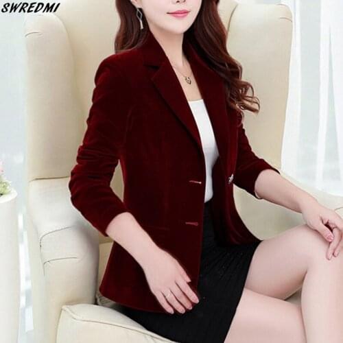 Women Slim Blazer Solid Notched Pockets Suit Coat One Button Base Tops Jacket Office Lady Long Sleeve SWREDMI
