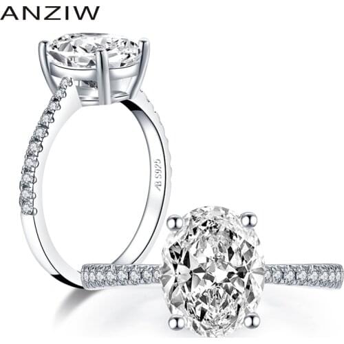 Fashion 3 Carats Oval Cut Engagement Ring for Women 925 Sterling Silver Sona Simulated Diamond Anniversary Silver Ring Jewelry