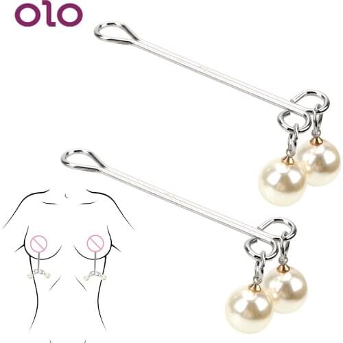 OLO 1 Pair Nipple Clamps Heart Shape Pearl Shape Breast Clip Adult Games Flirting Torture Toys Sex Toy for Women Couples