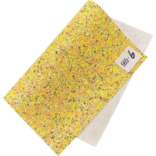 Multicolored Colorful Chunky Glitter Faux Leather Fabric Twill Backing For Shoes/Wallets/Purses/DIY Accessories