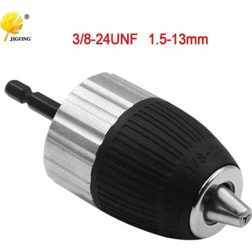 2-13mm 3/8-24UNF Self-locking Keyless Wrench Drill Chuck Impact Hammer Conversion Drill Bit Holder