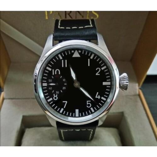 47mm GEERVO black dial Asian 6497 17 jewels gooseneck Mechanical Hand Wind movement pilot mens watch green luminous 33A