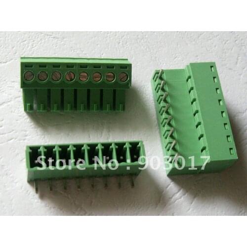 60 pcs Pitch 3.81mm Angle 8pin/way Screw Terminal Block Connector Green Color Pluggable Type with angle pin