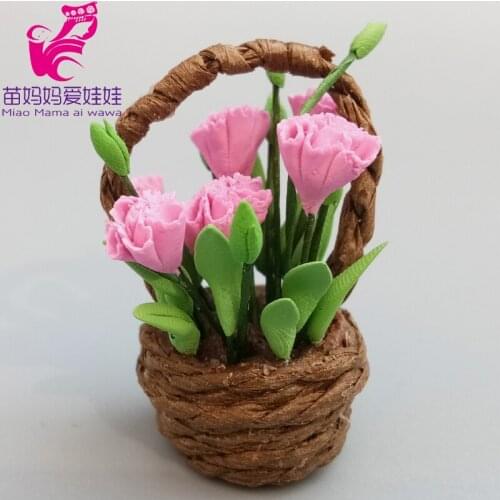 Doll house accessories Mini garden tools flower green plants Watering can Shovel rake for barbie doll bjd doll accessories