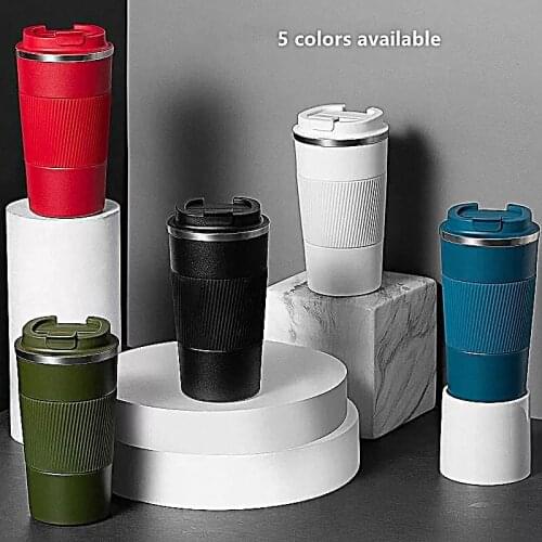 500ml Car Travel Stainless Steel Coffee Belt Anti Scald Portable Office Mens Gift Double Kawaii Thermos Cup