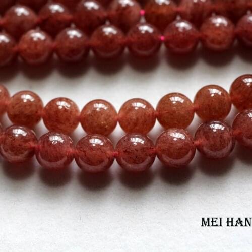 Free shipping (2 strands/set) natural 10mm Madagascar strawberry quartz crystal beads round stone for jewelry making or gift