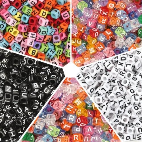6*6mm Colorful Cube Acrylic Letter Beads for Jewelry Making DIY Bracelet Accessories Plastic Alhpabet Big Hole Beads Wholesale