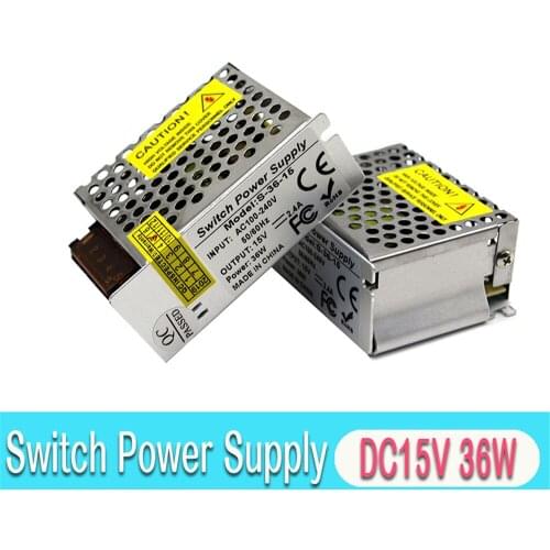 DC15V Power Supply Switch 2.4A 36A Led Driver Transformers 110V 220V AC-DC 15V SMPS Factory Supplier For CCTV Monitor Lighting