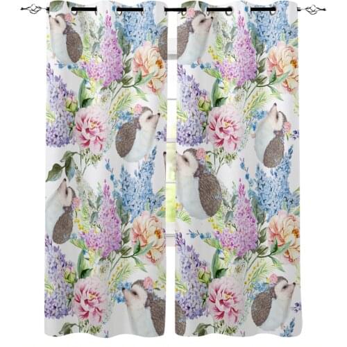 Hedgehog Flower Window Interior Curtain Valance Door Room Drape for Kitchen Living Room Bedroom Decoration Curtains