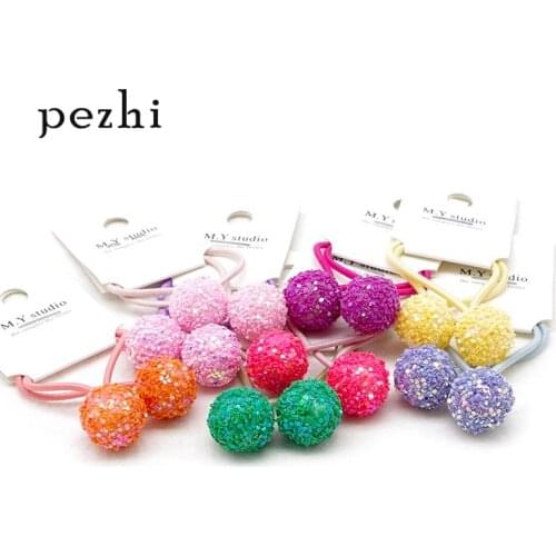 Childrens accessories glitter sequins round ball hair ring baby rubber band hair rope does not hurt hair girls hair accessories