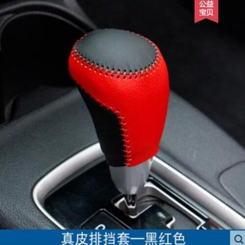 For MITSUBISHI outlander 2013 2019 Car styling Cubierta de cuero genuino de cambio de marcha EN cabeza del engranaje perilla del