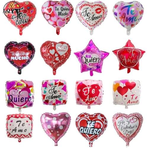 50pcs 18'' Spanish globos anniversary I love you balloon love wedding Valentines Day groom and bride helium Aluminium globos