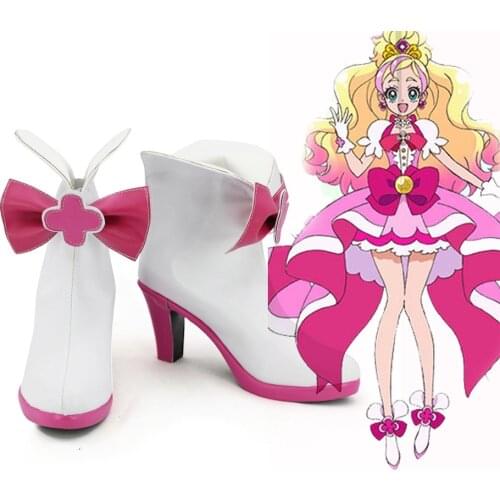 Go! Princess Pretty Cure Cure Flora Cosplay Boots Shoes Pink Custom Made