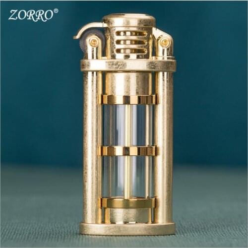 Zorro Kerosene Lighter Glass Body Remaining Oil Can be Seen Creative Metal Gasoline Lighter Kitchen Accessories Business Gift