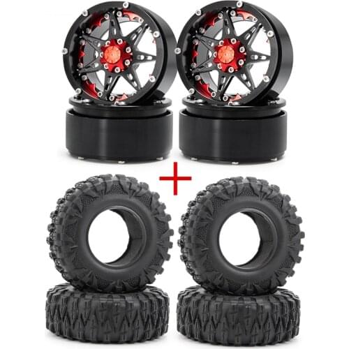 2.2 inch RC Wheels Rims and Rubber Wheel Tires Skin Kit for 1:10 RC Rock Crawler Wraith 90018 SCX10 D90 Parts