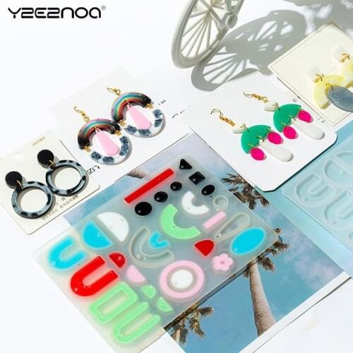 Round Square Rectangle Triangle Star Heart Pendant Mold Big Charm Resin Jewelry Molds Silicone Mold Summer Holiday Earring