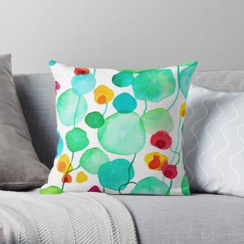 Nasturtiums Throw Pillow Cushion Cover Polyester throw pillows case on sofa home living room car seat decor 45x45cm