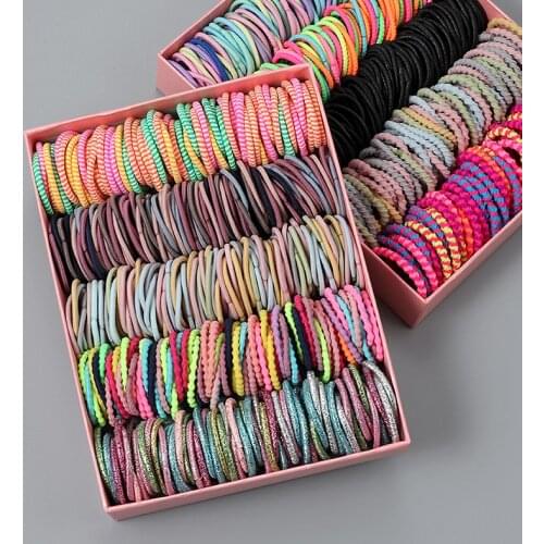 New 100pcs/lot Hair bands Girl Candy Color Elastic Rubber Band Hair band Child Baby Headband Scrunchie Hair Accessories for hair