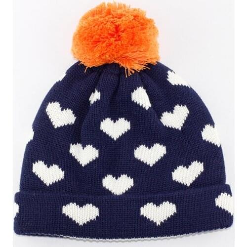 Connectyle New Fashion Boys Girls Cute Cotton Winter Hat Thick Knitted Earflap Soft Warm Cuff Beanie Kids Hats with Pom-Pom