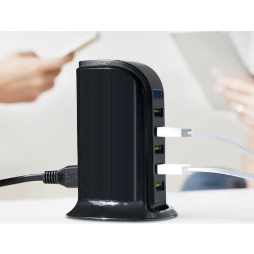 New Smart 5-port USB Fast Charge Digital Display Chinese EU US Plug Travel Charger