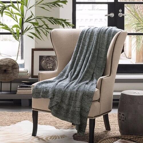 Blankets High Quality Men Cotton gray Knit Blanket for Bed/Home Sofa Cover for Spring Winter Cobertor Plaid Sofa Bedspread