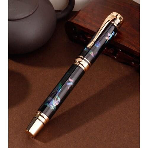 HERO 18K Gold Noble Fountain Pen Limited Edition Deer Metal &Seashell Engraving Fine Nib 0.5mm Collection Pen With Gift Box