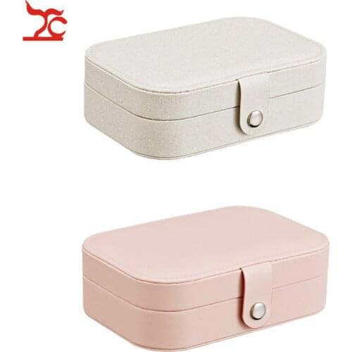 Korean Style Fashion Girl Cosmetic Jewelry Casket Leather Makeup Multi-function Earring Ring Stroage Organizer Box Boite Bijoux