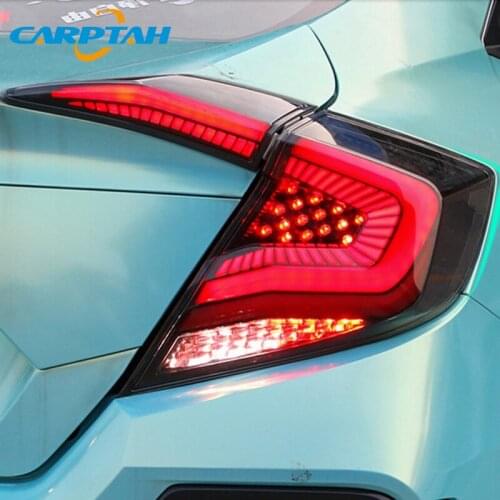 Car Styling Tail Lights Taillight For Honda Civic 2017 2018 2019 Rear Lamp DRL + Dynamic Turn Signal + Reverse + Brake LED