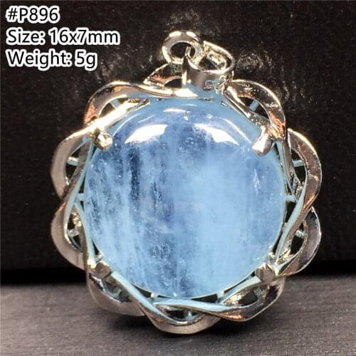 Top Natural Ocean Blue Aquamarine Necklace Pendant Jewelry For Woman Man Beauty Wealth Crystal Stone Beads Silver Gemstone AAAAA