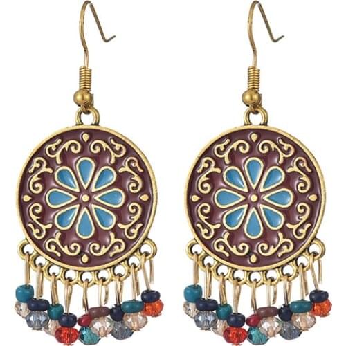 Thailand Vintage Gold Bells Tassel Earrings for Women Bridal Carved Flower Jhumka Earring Wedding Egypt Indian Jewelry