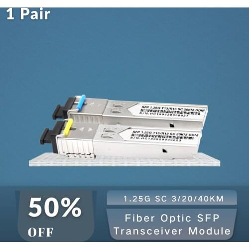 Fiber Optic SFP Transceiver Module 1.25G SC 3/20/40KM Singlemode Gigabit Media Converter