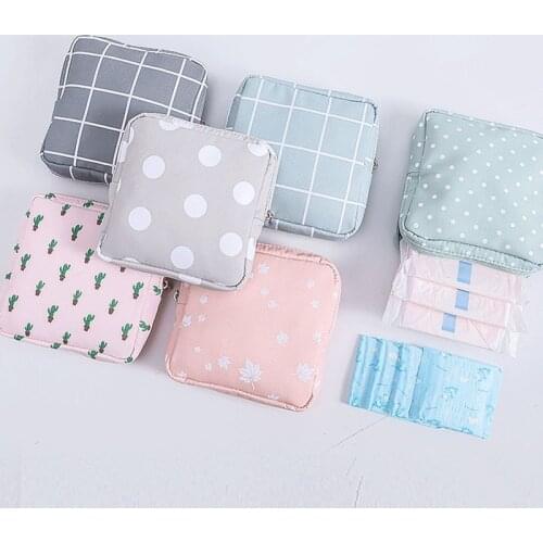 Women Sanitary Pad Pouches Napkin Towel Storage Bag Credit Card Holder Coin Purse Cosmetics Earphone Case Travel Mini Makeup Bag