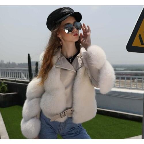 Winter Thick Warm Women Coat Real Fox Fur Women Jacket Leather Collar Fox Fur Coat