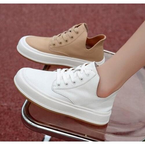 White shoes womens 2021 new high-top joker breathable platform shoes flat shoes