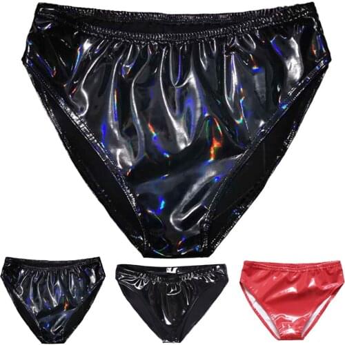 Womens Lingerie Underwear Sexy Clubwear Faux Leather Low Rise Bikini Briefs Sexy Panties Womens Intimates M-3XL Plus Size