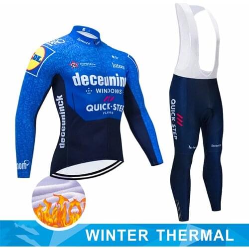 2021 Quickstep Winter Fleece Pro Cycling Jersey Set Mountian Bicycle Clothes Wear Ropa Ciclismo Racing Bike Clothing Cycling Set