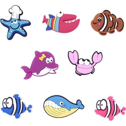 1pcs Shoe Decoration Buckle croc Charms Accessories marine starfish whale crab DIY Combination Jibz Bracelets Kids friend Gifts