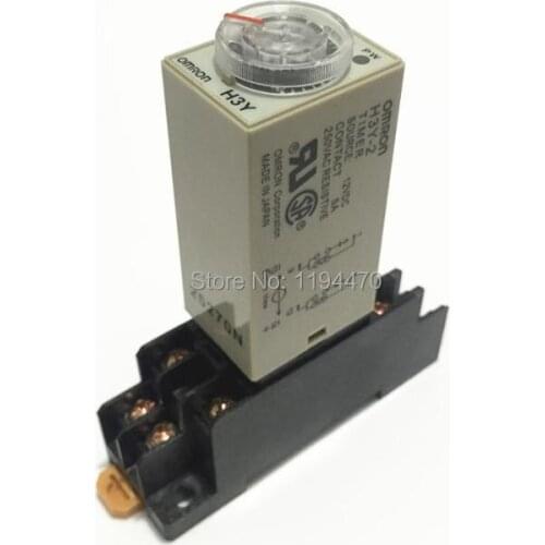 10 sets/Lot H3Y-2 AC 220V 5S Power On Delay Timer Time Relay 220VAC 5sec 0-5 second DPDT 8 Pins With PYF08A Socket Base